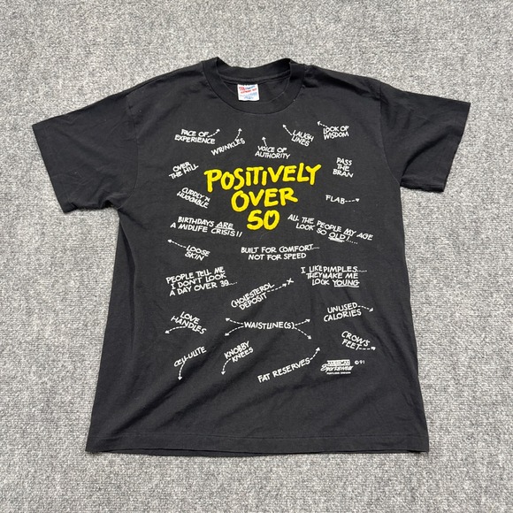 Hanes Other - VTG Hanes T-Shirt Men's Large Positively Over 50 Single Stitch Cotton Blend